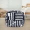 Homeroots 18" Blue Cotton Cube Striped Pouf Ottoman 534102 - alternate 9