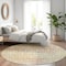 Homeroots 8' Peach And Ivory Round Argyle Washable Indoor Outdoor Area Rug 615814 - alternate 7