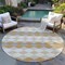 Homeroots 8' Gold Copper And Ivory Round Geometric Washable Indoor Outdoor Area Rug 597898 - alternate 8