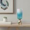 Homeroots 18" Blue White And Gold Ombre Glass And Aluminum Pedestal Table Vase 565456 - alternate 8