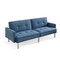 Homeroots 85" Blue Polyester Blend Convertible Futon Sleeper Sofa And Toss Pillows With Silver Legs 544953 - alternate 8