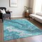 Homeroots 5' X 8' Teal Blue Gray And Ivory Abstract Washable Indoor Outdoor Area Rug 618209 - alternate 5
