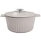 Martha Stewart Eastholm Enameled Cast Iron 3 Quart  Embossed Stripe Dutch Oven with Lid in Warm Grey 129052.02 - alternate 1