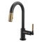 Brizo Litze Pull-Down Prep Faucet with Arc Spout, Knurled Handle Matte Black/Luxe Gold 63943LF-BLGL - alternate 2