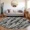 Homeroots 8' Gray And Black Round Striped Washable Indoor Outdoor Area Rug 603223 - alternate 6