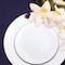 Smarty Had A Party 10.25" White with Gold Rim Organic Round Disposable Plastic Dinner Plates (120 Plates), 120PK 930WHG-CASE - alternate 7