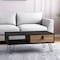 Homeroots 41" Black and Oak Wood and Metal Coffee Table With Drawer And Shelf 546434 - alternate 1