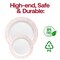 Smarty Had A Party 7.5" White w/Silver and Rose Gold Mosaic Rim Round Plastic Appetizer/Salad Plates (120 Plates), 120PK 897SRG-CASE - alternate 9