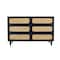 Homeroots 56" Black And Natural Solid Wood And Rattan Six Drawer Double Dresser 564522 - alternate 17