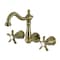 Kingston Brass Double-Handle Wall Mount Bathroom Faucet, Antique Brass KS1253NX - alternate 1