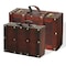 Vintiquewise Wooden Vintage Luggage Trunks - Antique Carry on Suitcase Storage Box with Hinged Lids, PK2 QI003013.2 - alternate 1