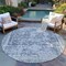 Homeroots 8' Navy Blue Round Oriental Washable Indoor Outdoor Area Rug 607610 - alternate 7