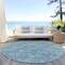 Homeroots 8' Teal Blue And Ivory Round Geometric Washable Indoor Outdoor Area Rug 595039 - alternate 6