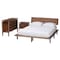 Baxton Studio Alyssa Japandi Walnut Brown Wood Queen Size 3-Piece Bedroom Set 252-13951-13949-13950-ZORO - alternate 1