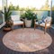 Homeroots 8' Coral And Pink Round Oriental Washable Indoor Outdoor Area Rug 603805 - alternate 5
