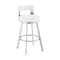 Armen Living Flynn 26in Swivel Counter Stool in Brushed Stainless Steel with White Faux Leather LCFLBABSWHI26 - alternate 1