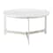 Homeroots 30" White and Silver Genuine Marble and Aluminum Round Cross Legs Coffee Table 565084 - alternate 7