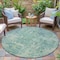 Homeroots 8' Teal Blue And Beige Round Abstract Washable Indoor Outdoor Area Rug 630545 - alternate 8