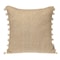 Homeroots 18" Beige and White Weave Cotton Throw Pillow With Pom Poms 529227 - alternate 4