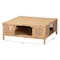 Bali & Pari Kalimantan Bohemian Light Honey Rattan and Mahogany Wood Square Coffee Table 248-13685-ZORO - alternate 7
