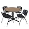 Regency Round Cain Breakroom Table W/ 4 M Stack Chairs, 48 in W, 48 in L, Noble Oak TB48RNDNO47BK - alternate 1