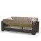Homeroots 87" Brown Sand Chenille And Faux Leather Convertible Futon Sleeper Sofa w/ Toss Pillows And Storage 607173 - alternate 8