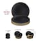 Smarty Had A Party 10.25" Black with Gold Rim Organic Round Disposable Plastic Dinner Plates (120 Plates), 120PK 930BG-CASE - alternate 11