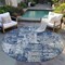 Homeroots 8' Navy Blue Gray And Ivory Round Abstract Washable Indoor Outdoor Area Rug 597988 - alternate 8