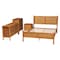 Baxton Studio Jenn Golden Brown Wood Japandi 4-Piece Queen Size Bedroom Set with Distressed-Finished Rattan 253-13897-13946-13947-13948-ZORO - alternate 8