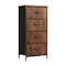 Homeroots 18" Black And Brown Fabric Metal And Wood Four Drawer Dresser 635732 - alternate 1