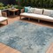 Homeroots 9' X 12' Teal Blue And Beige Abstract Washable Indoor Outdoor Area Rug 630901 - alternate 1