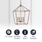 Jonathan Y Pagoda 16" 4-Light Classic Traditional Metal Cage Lantern LED Pendant, Antique Gold JYL7437B - alternate 15