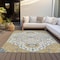 Homeroots 9' X 12' Gold Ivory And Blue Oriental Washable Indoor Outdoor Area Rug 596630 - alternate 6