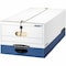 Bankers Box File Box, Corrugated Fiberboard, 15 in W, 24 in D, 10 in H, String & Button Closure, Blue, White 00012 - alternate 1