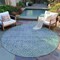 Homeroots 8' Teal Blue Round Geometric Washable Indoor Outdoor Area Rug 607508 - alternate 8