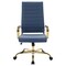 Leisuremod Benmar High-Back Leather Office Chair with Gold Frame, Navy Blue BOTG19BUL - alternate 6