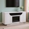 Homeroots 66" White Ribbed Wood Electric Storage Cabinet Fireplace With LED And Speaker 643643 - alternate 7