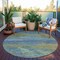Homeroots 8' Denim Blue Round Striped Washable Indoor Outdoor Area Rug 608469 - alternate 8