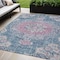 Homeroots 5' X 8' Blue Floral Medallion Washable Indoor Outdoor Area Rug 607843 - alternate 1