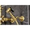 Kingston Brass Two-Handle Wall Mount Bridge Kitchen Faucet with Brass Sprayer, Brushed Brass KS2447AXBS - alternate 6
