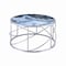Homeroots 33" Blue and Silver Wood and Iron Faux Marble Geometric Frame Round Coffee Table 572211 - alternate 5