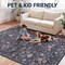 Jonathan Y Primrose Art Nouveau Floral Border Non-Slip Machine-Washable Dark Gray/Multi 4 ft. x 6 ft. Area Rug BTF100A-4 - alternate 6