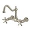 Kingston Brass Two-Handle Wall Mount Bridge Kitchen Faucet, Brushed Nickel KS1248NX - alternate 1