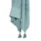 Homeroots 50" X 60" Teal And Blue Cotton Woven Ikat Throw Blanket with Fringe 518825 - alternate 1