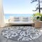 Homeroots 8' Gray And Ivory Round Damask Washable Indoor Outdoor Area Rug 614433 - alternate 6