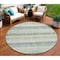 Homeroots 8' Pale Aqua And Lime Green Round Striped Washable Indoor Outdoor Area Rug 632241 - alternate 1