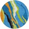 Homeroots 8' Denim Blue Copper And Green Round Abstract Washable Indoor Outdoor Area Rug 600962 - alternate 9
