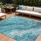 Homeroots 9' X 12' Teal Blue Gray And Ivory Abstract Washable Indoor Outdoor Area Rug 618212 - alternate 1