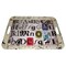 Homeroots 20in White Black Gold and Red Metal Abstract Serving Tray 274836 - alternate 1