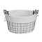 Homeroots Set Of Three Black Oval Wire Baskets with White Fabric Liners and Handles 379831 - alternate 8